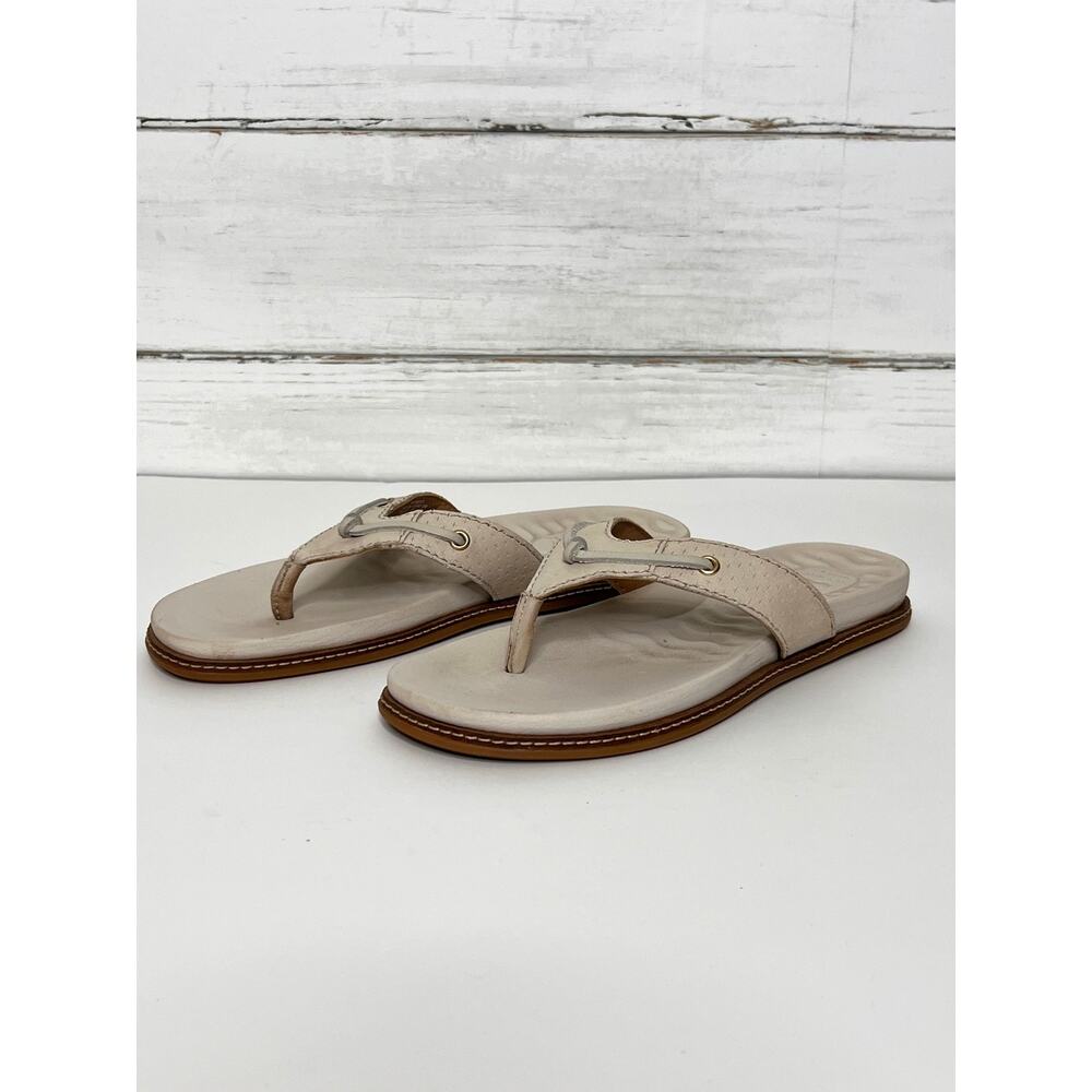 Sperry Plushwave Ivory Flip Flop Sandals Shoe Size 8 Thong Comfort Slides - Picture 5 of 9